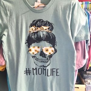 Bella+Canvas Skeleton #momlife screen printed design